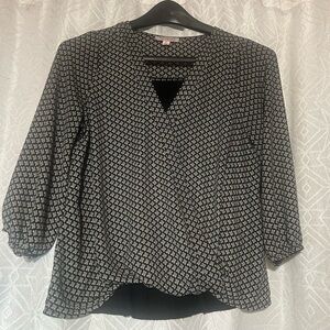 Tempted Black and White Patterned Blouse